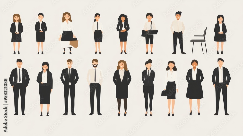 Business people set with businessman work elements tiny person collection. Company employees, team and executive employers items with corporate style illustration. Formal job staff, Generative AI Business people set with businessman work elements tiny person collection. Company employees, team and executive employers items with corporate style illustration. Formal job staff, Generative AI