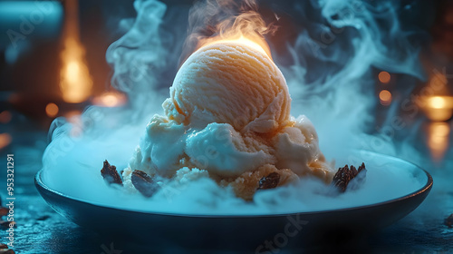 Ice cream dessert with dry ...
