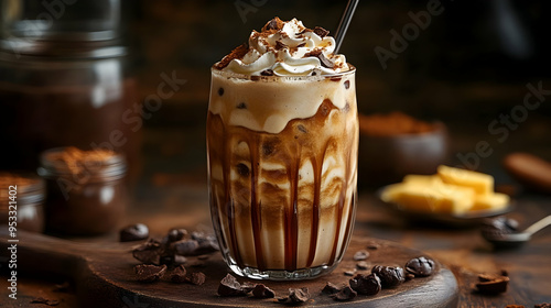 Iced coffee with whipped cr...