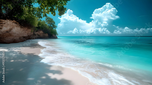 Idyllic tropical beach with...