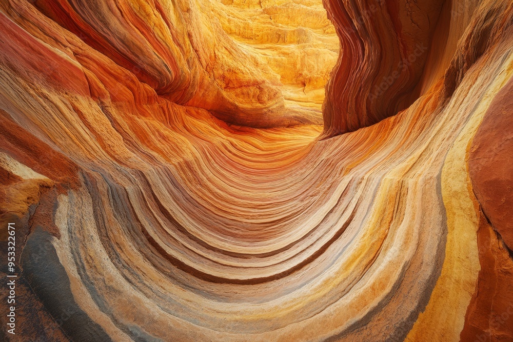 Sunlight illuminating colorful sandstone walls in canyon Sunlight illuminating colorful sandstone walls in canyon