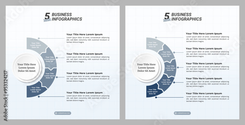 4 & 5 Steps Infographics Diagram with Editable Text on a 1:1 ratio for Business Cycles, Progress, Plans, Goals, and Website Design.