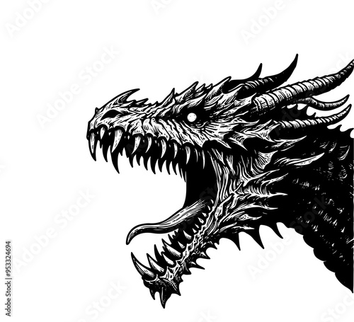 wyvern dragon hand drawn sketch vector