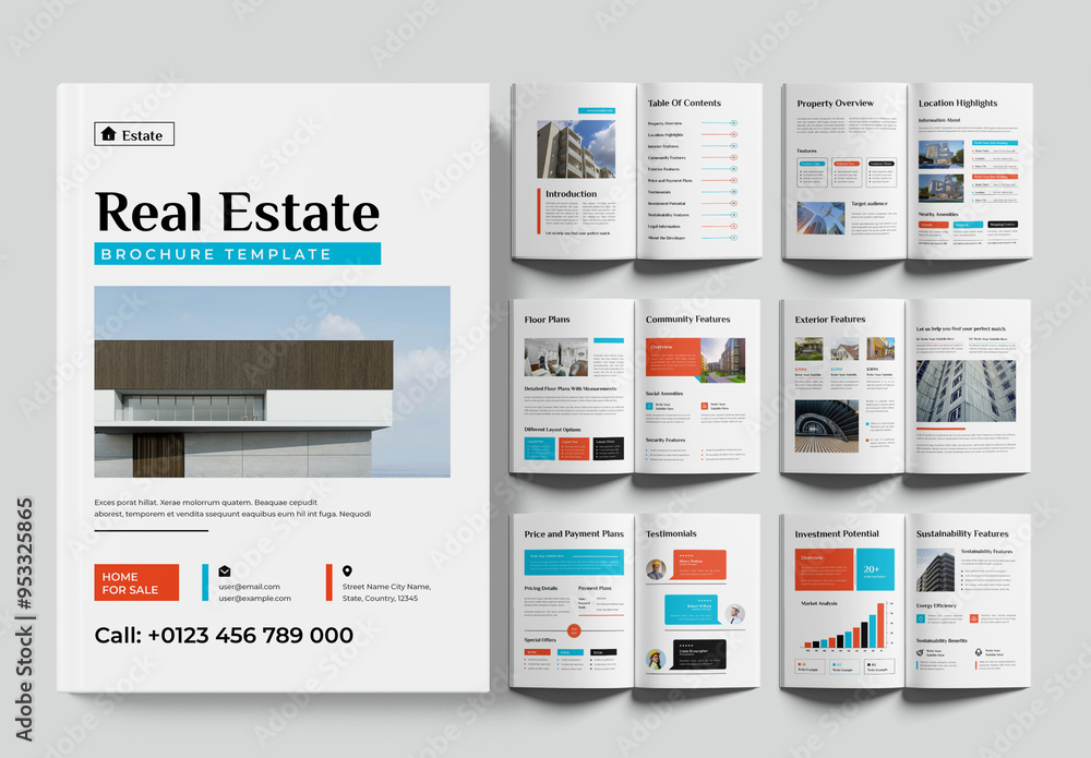Real Estate Brochure Layout Stock Template | Adobe Stock