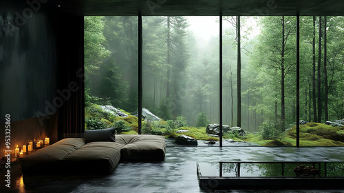 Minimalist living room with...