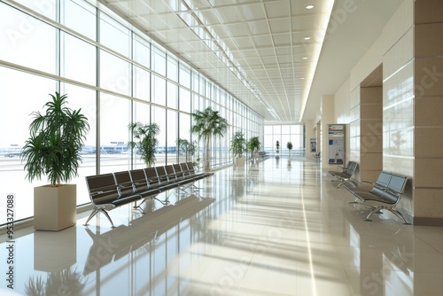 Airport Interior. Modern Lounge Hall with Clean Interior Design