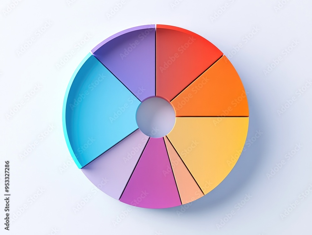Vibrant Pie Chart Graphic with Rainbow Colors Vibrant Pie Chart Graphic with Rainbow Colors