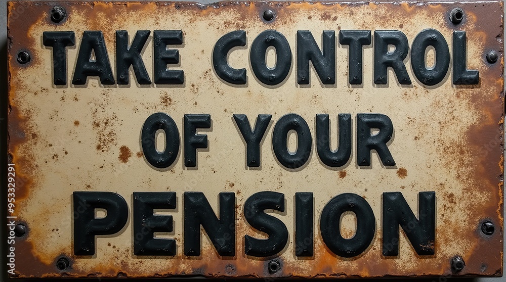 Motivational poster with take control of your pension message Motivational poster with take control of your pension message