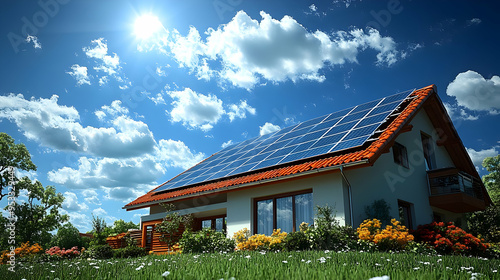 Modern house with solar pan...