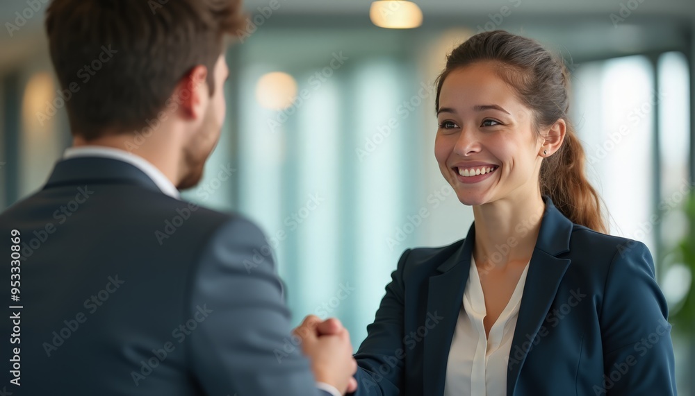 Professional Handshake: Business Agreement and Networking in Office Setting Professional Handshake: Business Agreement and Networking in Office Setting