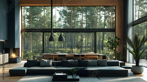 Modern living room with lar...
