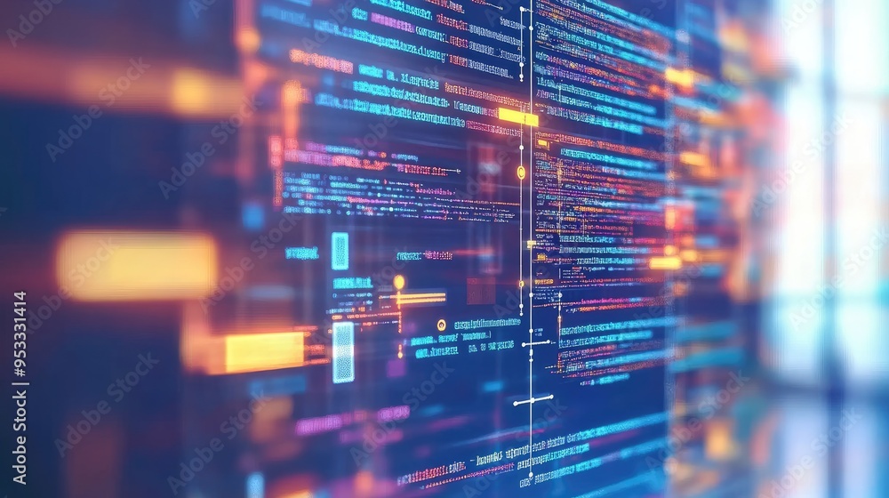 Abstract Digital Workspace with Floating Code Snippets Abstract Digital Workspace with Floating Code Snippets