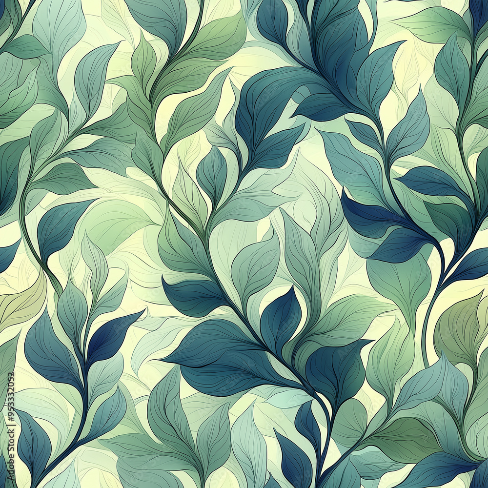 Abstract Green Leaves Pattern for Textile Wallpaper and Design Abstract Green Leaves Pattern for Textile Wallpaper and Design