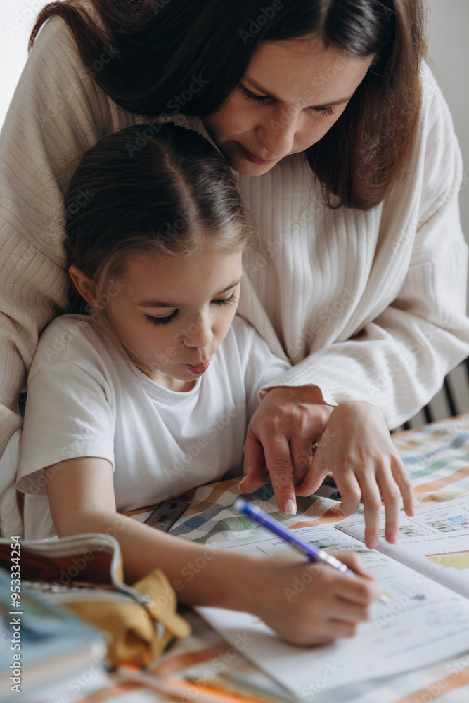 Mother and Daughter Studying Together Mother and Daughter Studying Together