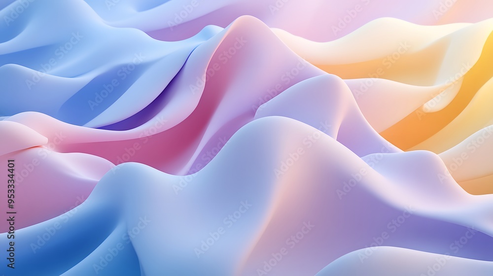 Obraz premium Colorful abstract wave pattern with smooth curves and pastel gradient