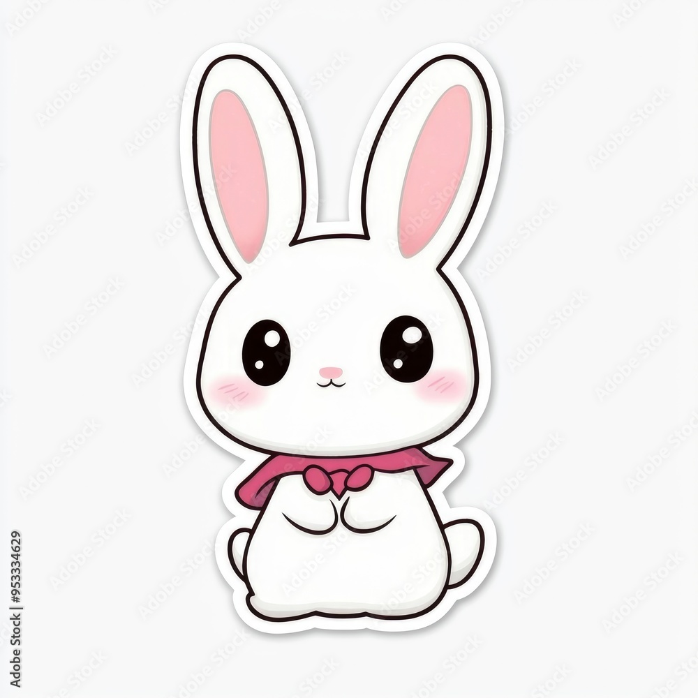 Obraz premium Adorable White Rabbit with Pink Bow
