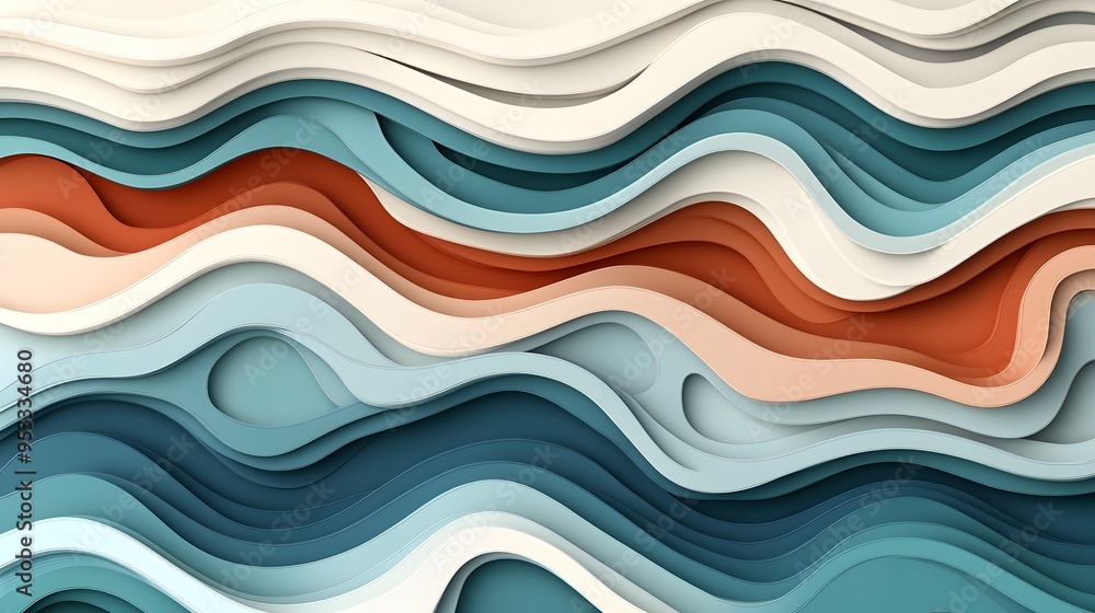 Abstract wavy layered pattern in earthy tones with textured depth Abstract wavy layered pattern in earthy tones with textured depth