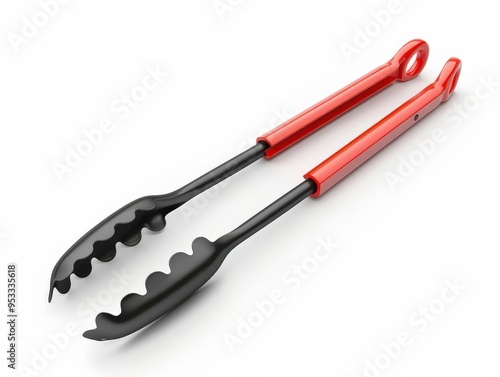 A pair of tongs clipart, grilling tool, flat design, simple, isolated on white background