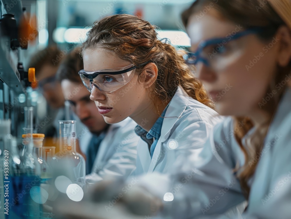 Team of scientists conducting research, collaboration in science Team of scientists conducting research, collaboration in science