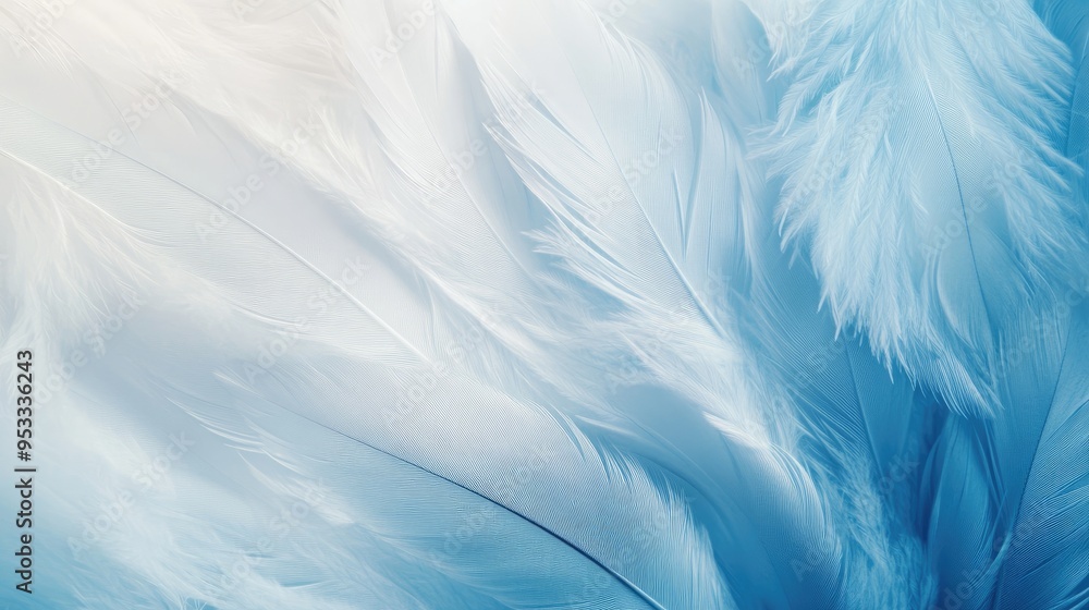Soft texture of feathers in gradient colors from white to blue, providing a delicate and light background. Soft texture of feathers in gradient colors from white to blue, providing a delicate and light background.