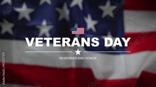 Super Slow Motion of Waving Flag of USA Holiday Day of Veterans November 11 with Sky on Background. Filmed on High Speed Cinema Camera.