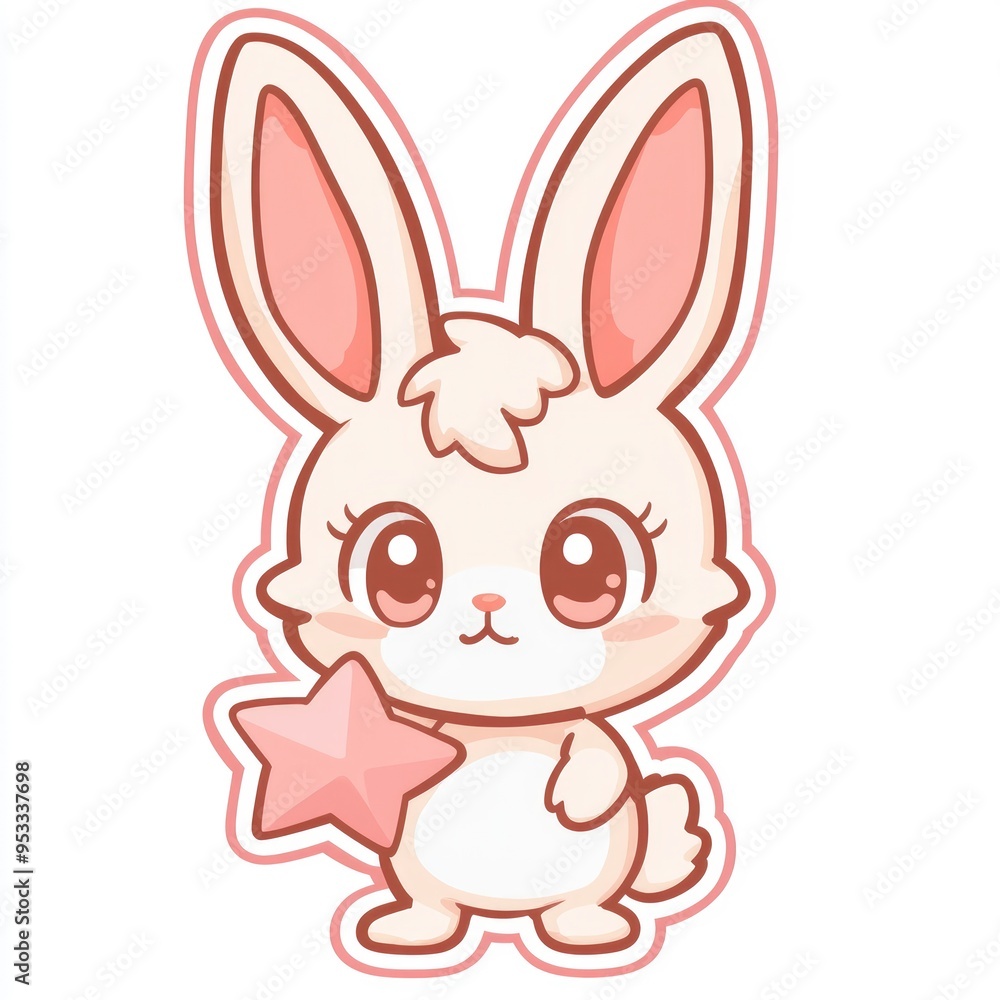 Cute Cartoon Bunny Rabbit Holding a Star Cute Cartoon Bunny Rabbit Holding a Star