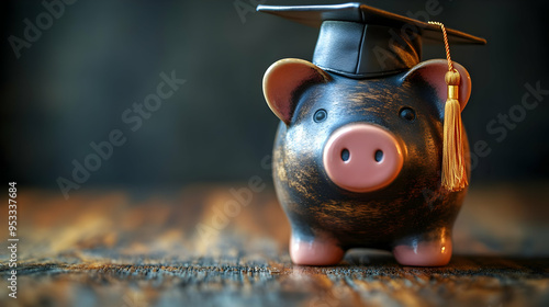 Piggy bank with graduation ...