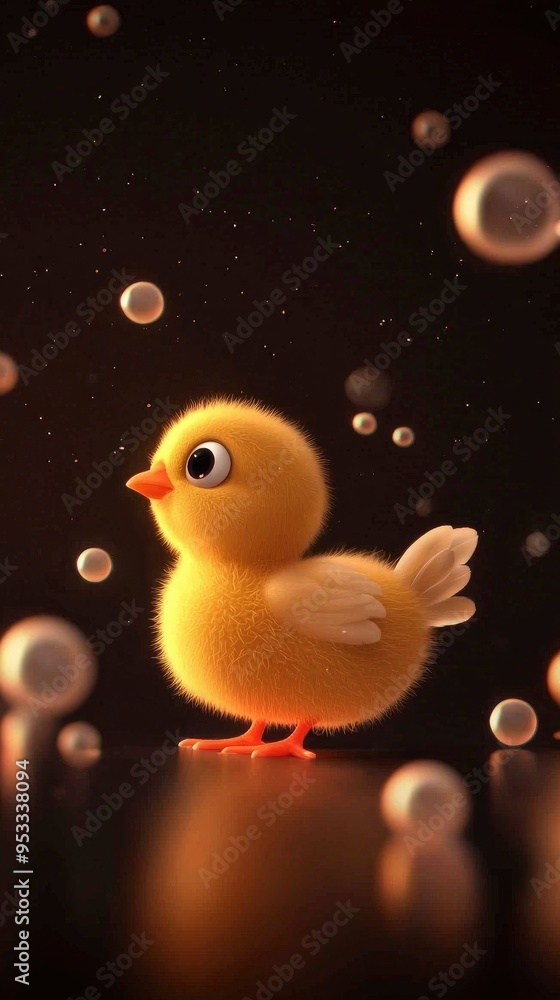 Cute Little Chick with Bubbles Cute Little Chick with Bubbles