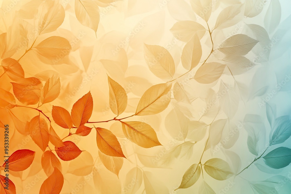 Fototapeta premium Beige Summer Background gradient color Pastel Yellow Blue overlay pattern gold wallpaper beige Shadow Texture Leaf Summer Autumn Wall Light Abstract Floor Wall Orange Brown Tree Gradient Two Tone, ai