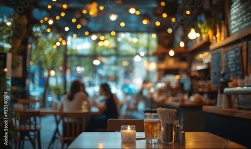 blurred restaurant background with some people eating, Generative AI