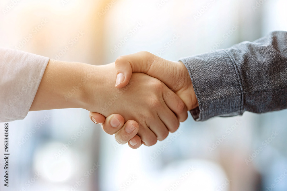 congratulating each other closeup, handshake between two professionals congratulating each other closeup, handshake between two professionals