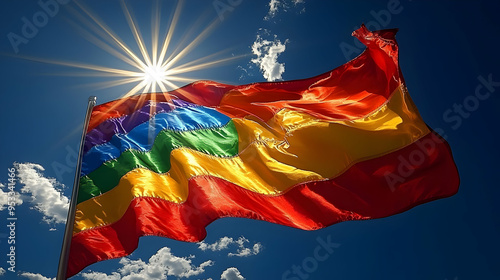 Rainbow flag waving in the ...