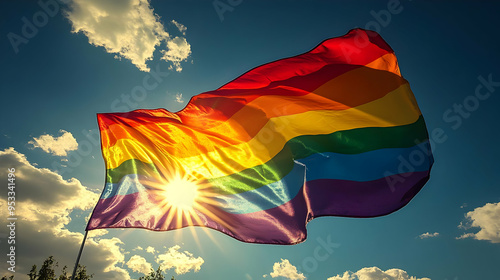 Rainbow Pride Flag Waving i...
