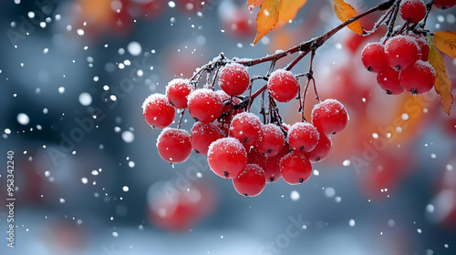 Red berries covered in snow...