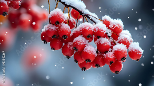 Red berries covered in snow...