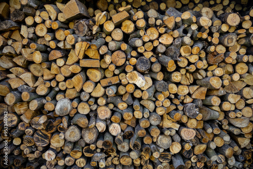 Chopped firewood close-up, wallpaper of firewood, lots of firewood, pile of firewood