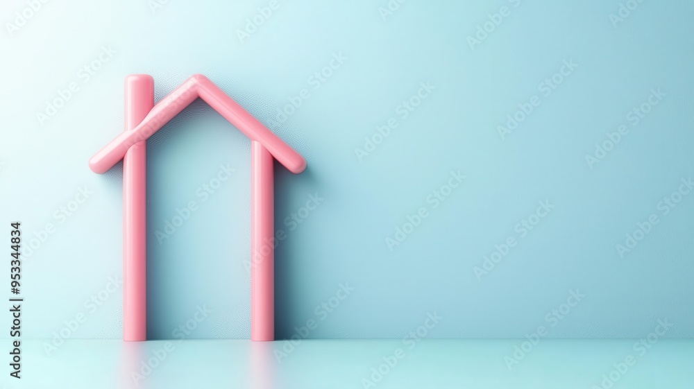Home icon on a loan approval notice, successful mortgage application, 3D illustration Home icon on a loan approval notice, successful mortgage application, 3D illustration
