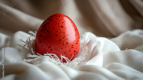Red speckled Easter egg on ...
