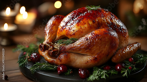 Roasted turkey with rosemar...