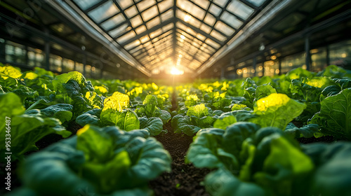 Rows of green leafy vegetab...