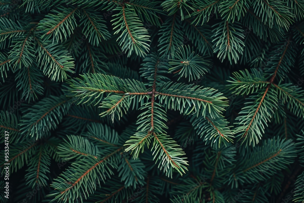 A close-up view of a pine tree with lush green needles, ideal for use in environmental or nature-focused projects A close-up view of a pine tree with lush green needles, ideal for use in environmental or nature-focused projects
