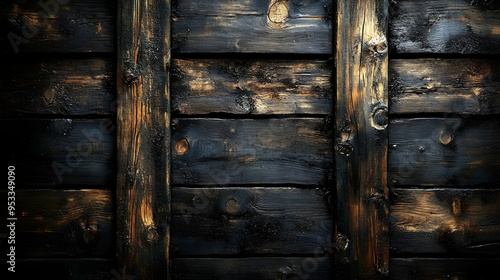 Rustic Dark Wood Planks wit...