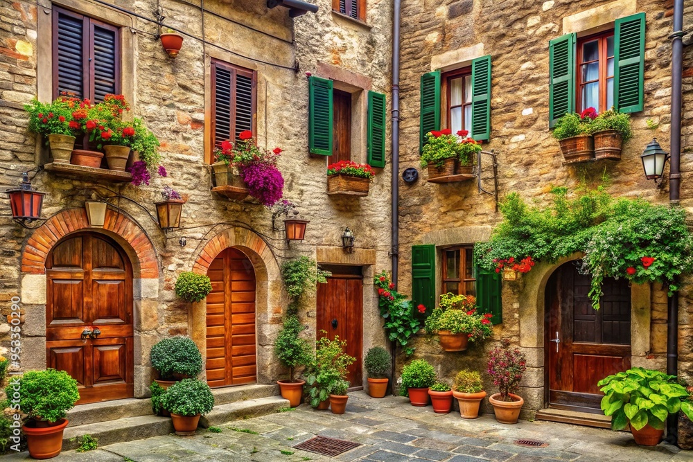 Fototapeta premium old world italian village facade
