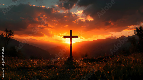 Silhouette of a cross on a ...