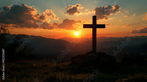 Silhouette of a cross on a ...