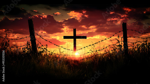 Silhouette of a wooden cros...