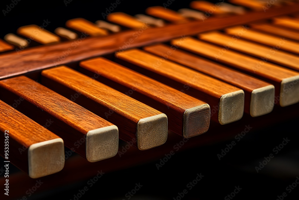Close-up of a Wooden Xylophone with Rounded Keys Close-up of a Wooden Xylophone with Rounded Keys