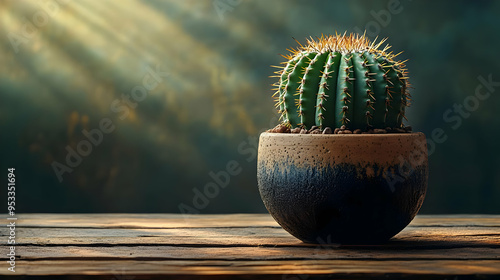 Single, round cactus with s...
