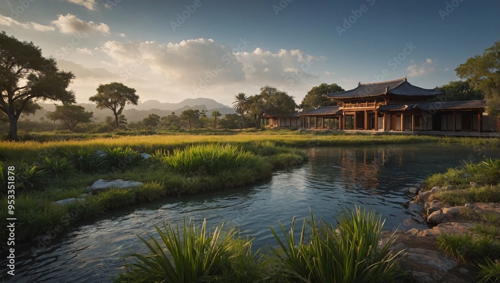 A Harmonious Blend of Traditional and Modern Landscape. A Harmonious Blend of Traditional and Modern Landscape.