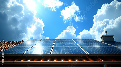 Solar panels on a roof agai...